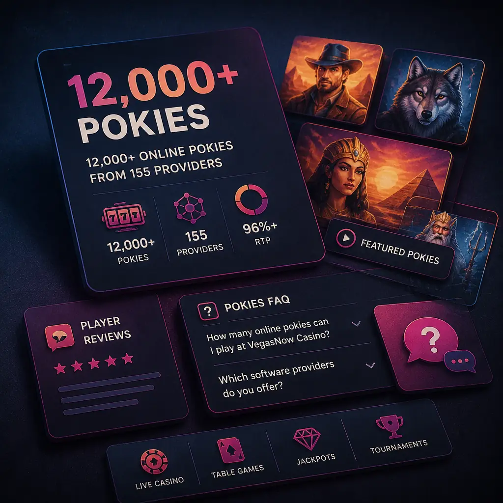 VegasNow Online Pokies visual guide for VegasNow Casino